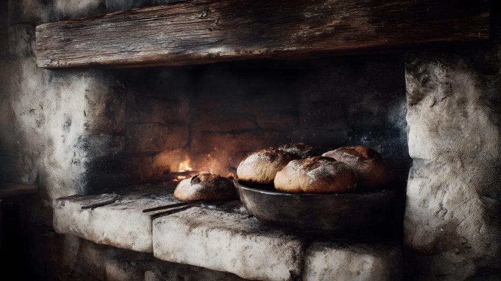 Handwerklich gebackenes Brot in einem traditionellen Holzofen